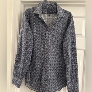 Madison‎ Men’s Slim Fit Button Down Long Sleeve Floral Gray Shirt Size L